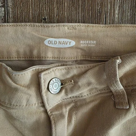 Old Navy Rockstar Super Skinny Tan Khaki Jeggings size 6 - Picture 3 of 7